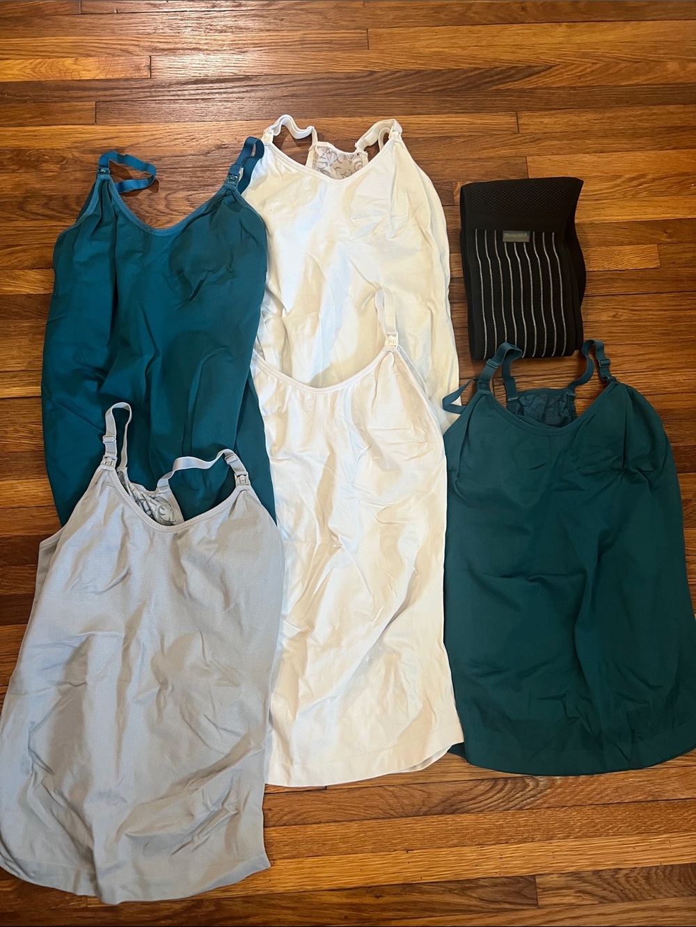 Lot of 5 Maternity Tanks with a Hook Strap for Breastfeeding + Postpartum Wrap